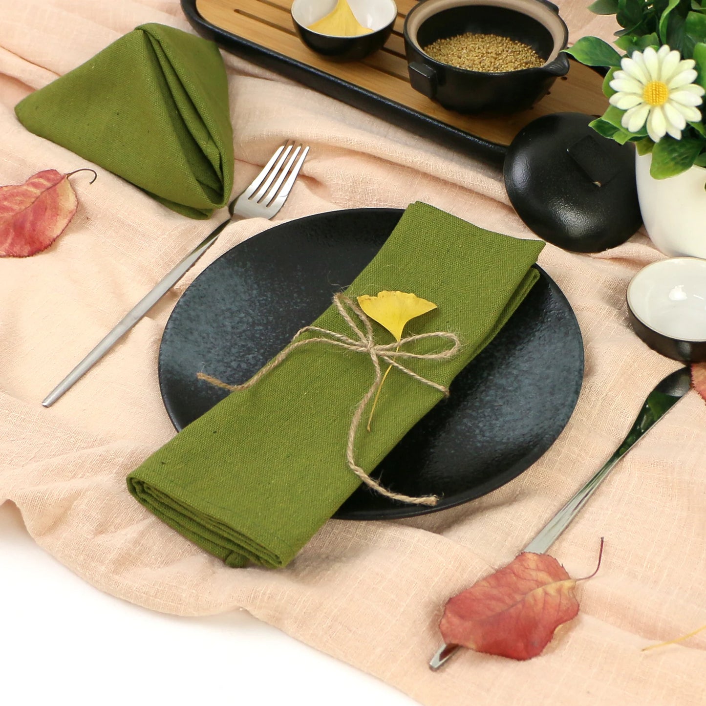 Set of 4 Natural Cotton-Linen Blend Napkins – (Set of 4)