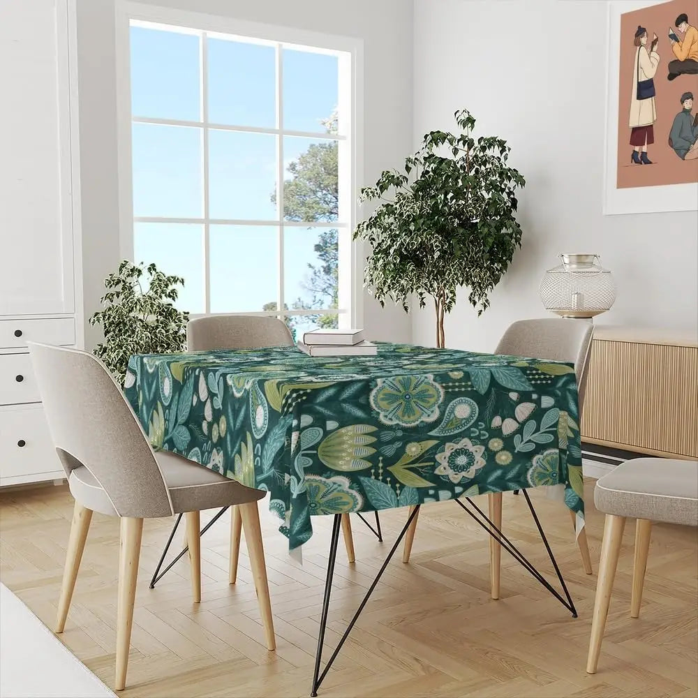 Lemon Tree Floral Bird Print Waterproof Tablecloth