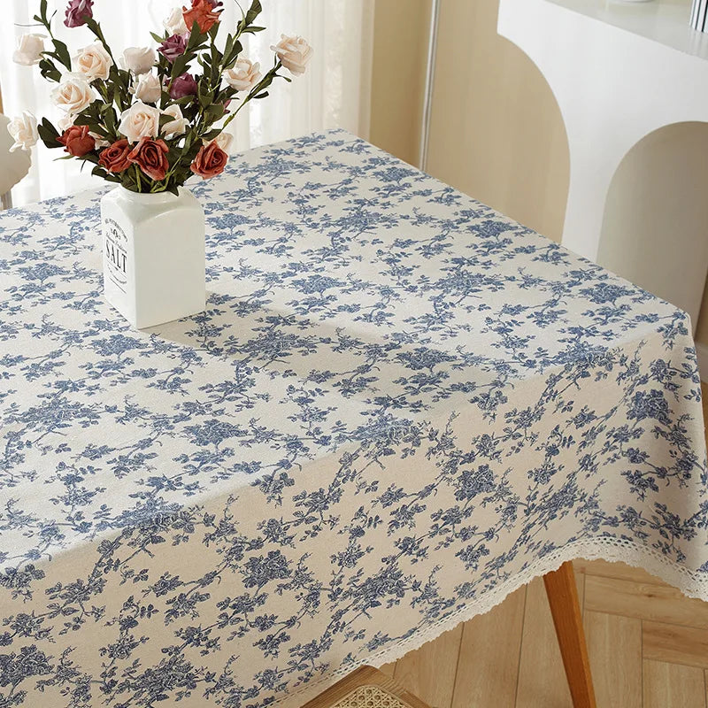 Rectangle Table Cloth Tassel Wrinkle Free Anti-Fading Tablecloths