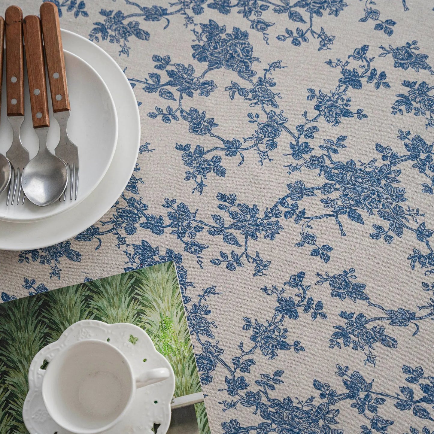 Rectangle Table Cloth Tassel Wrinkle Free Anti-Fading Tablecloths