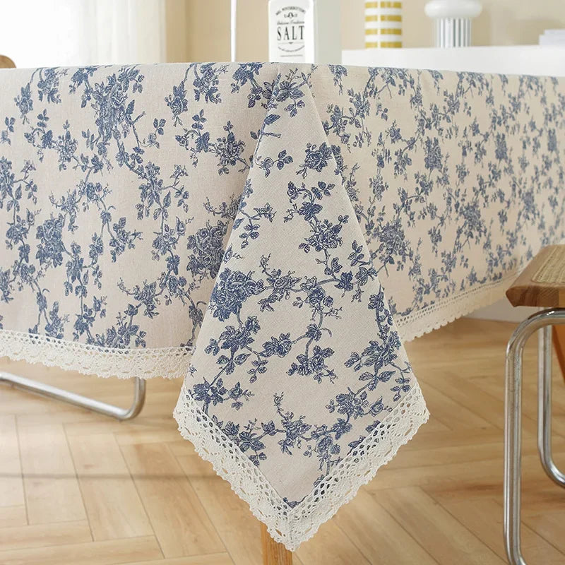 Rectangle Table Cloth Tassel Wrinkle Free Anti-Fading Tablecloths