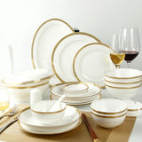 Golden Striped Fine Bone China Dining Set - 50-Piece