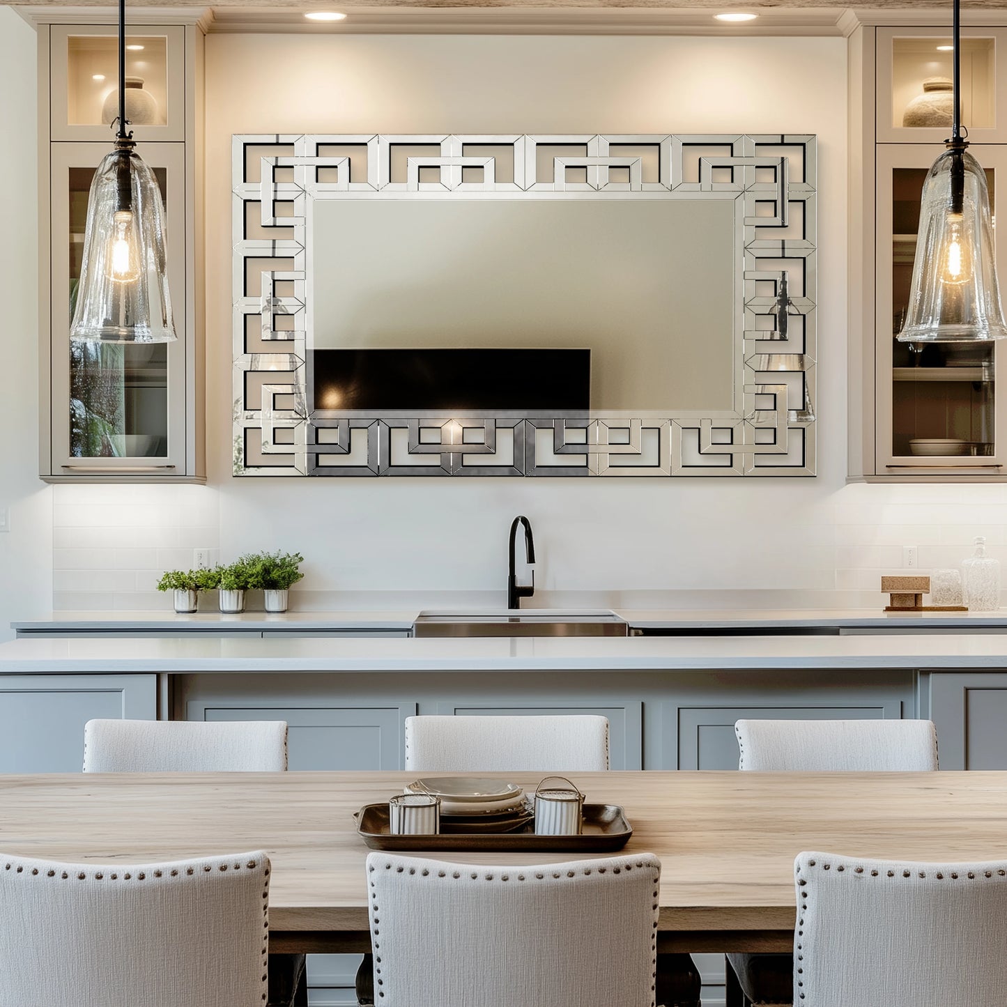 Rectangle Silver Venetian Art Mirror 120cm
