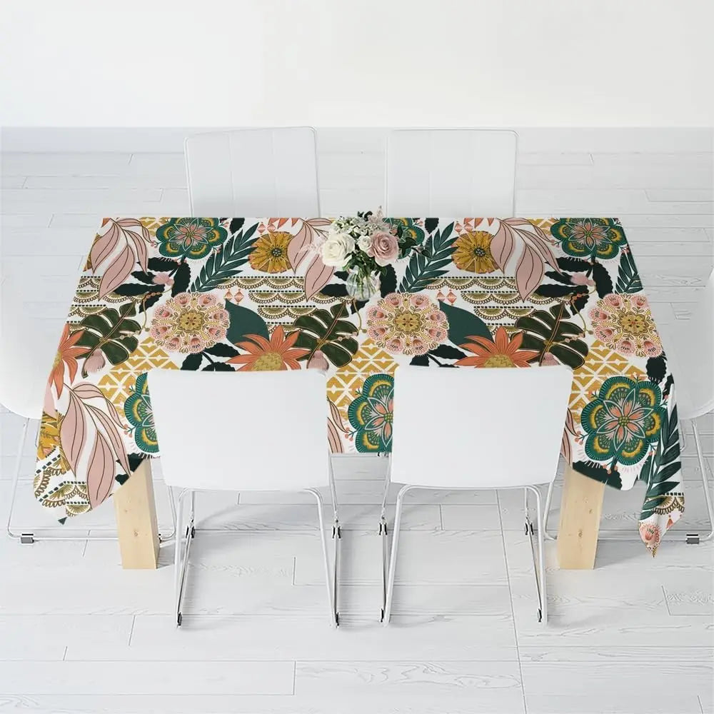 Lemon Tree Floral Bird Print Waterproof Tablecloth