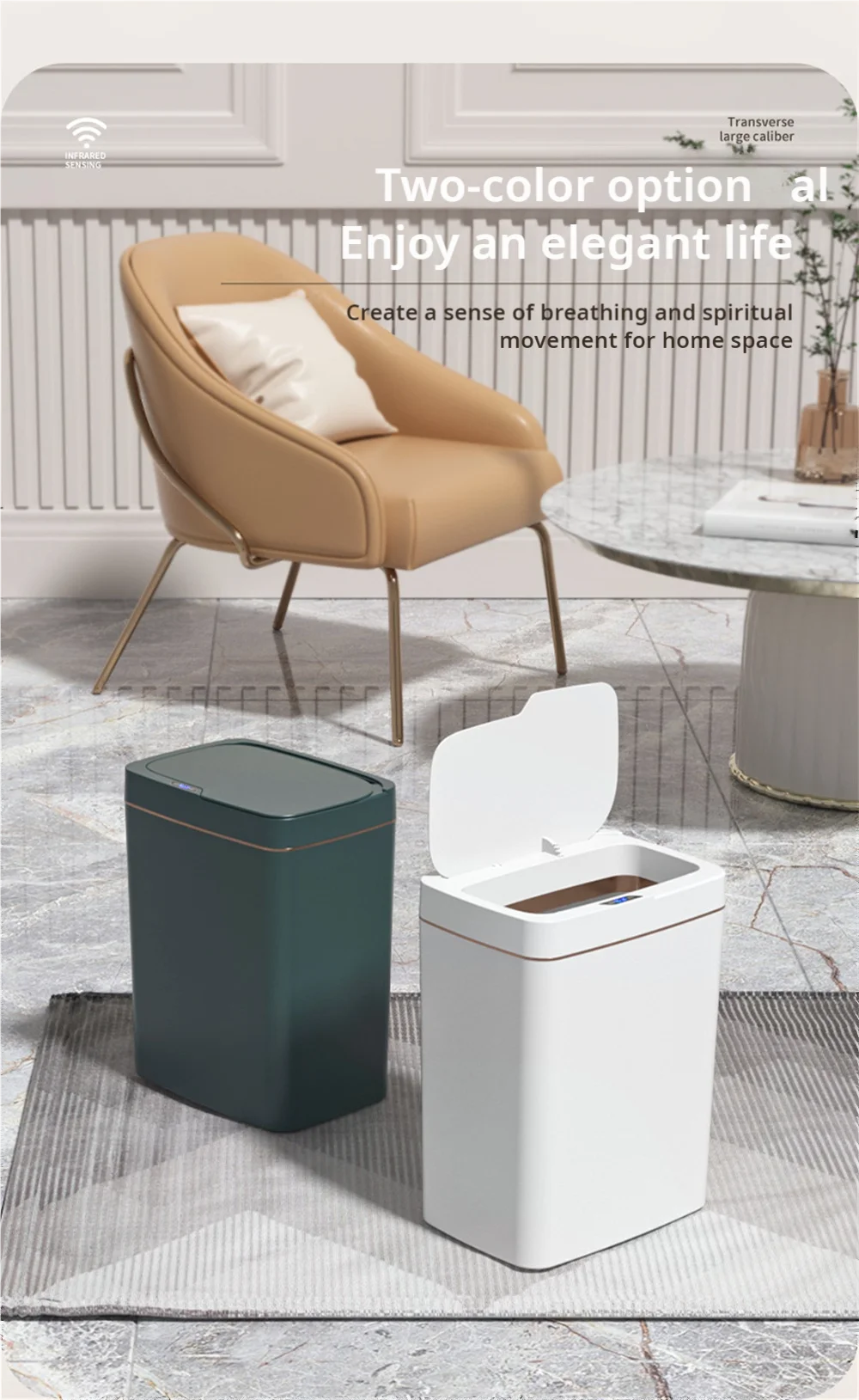 Smart Bathroom Rubbish Bin - 15 Litres