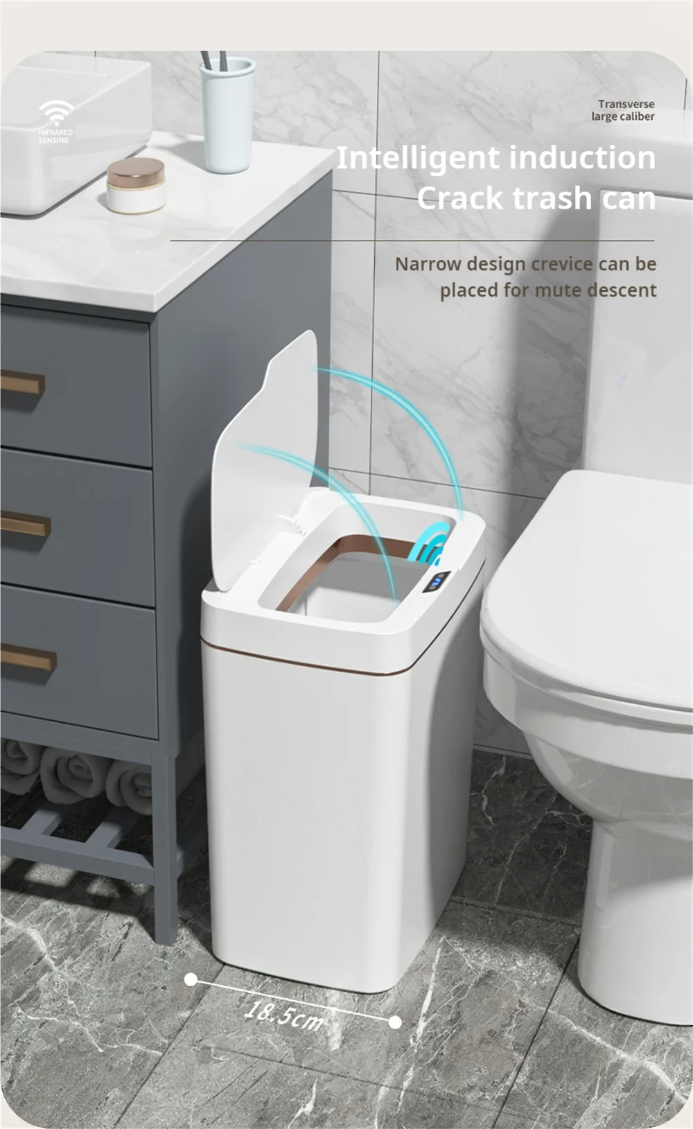 Smart Bathroom Rubbish Bin - 15 Litres