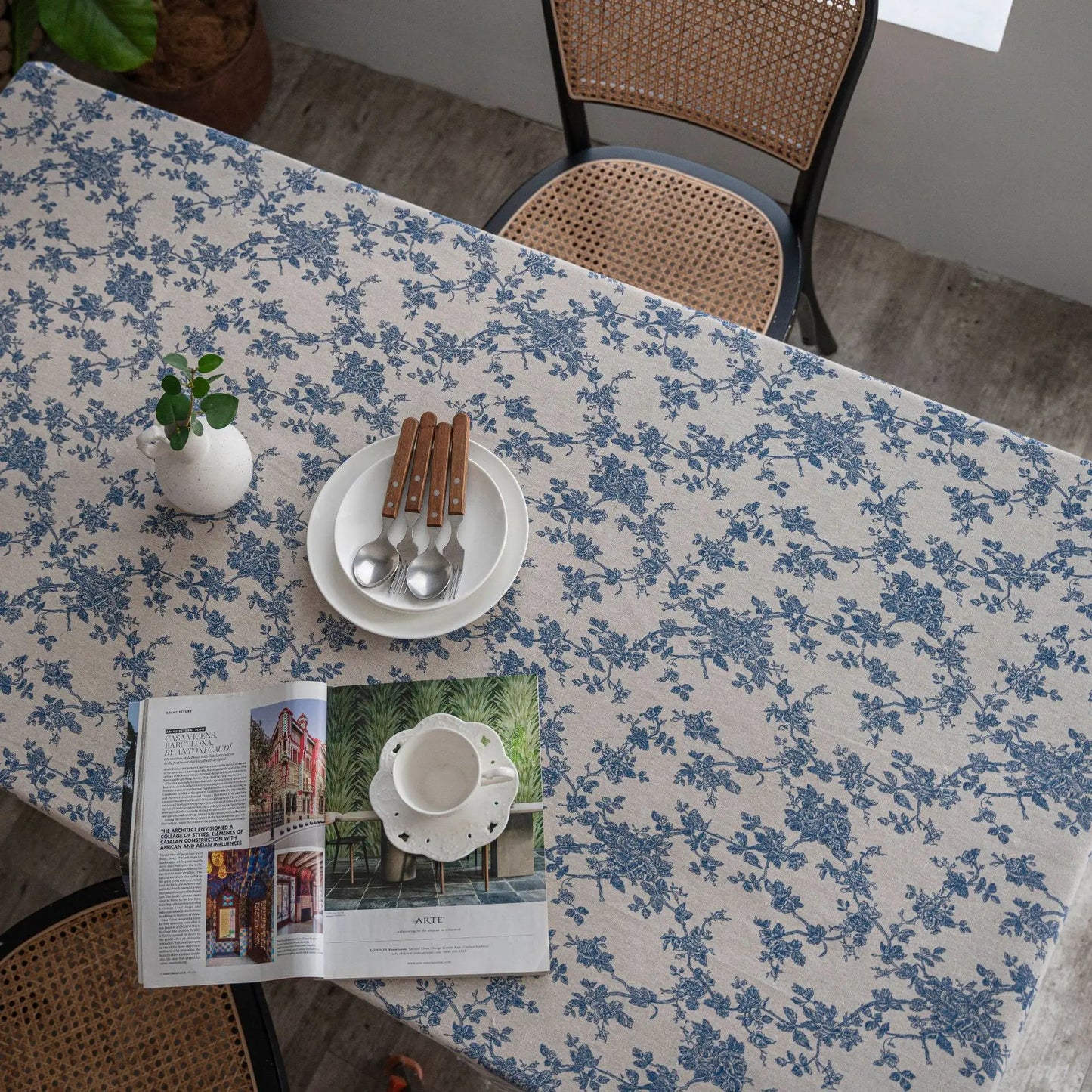 Rectangle Table Cloth Tassel Wrinkle Free Anti-Fading Tablecloths