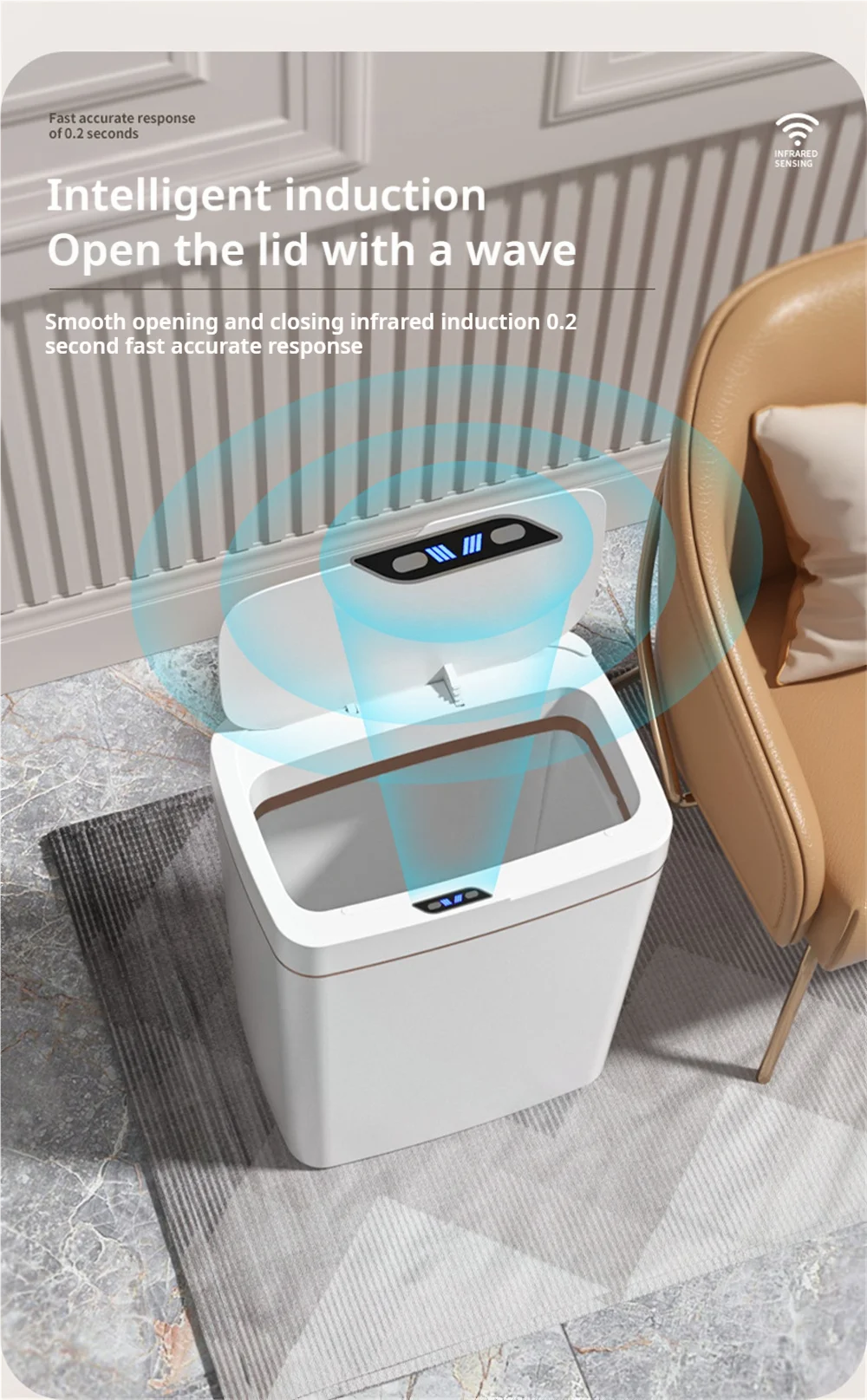Smart Bathroom Rubbish Bin - 15 Litres