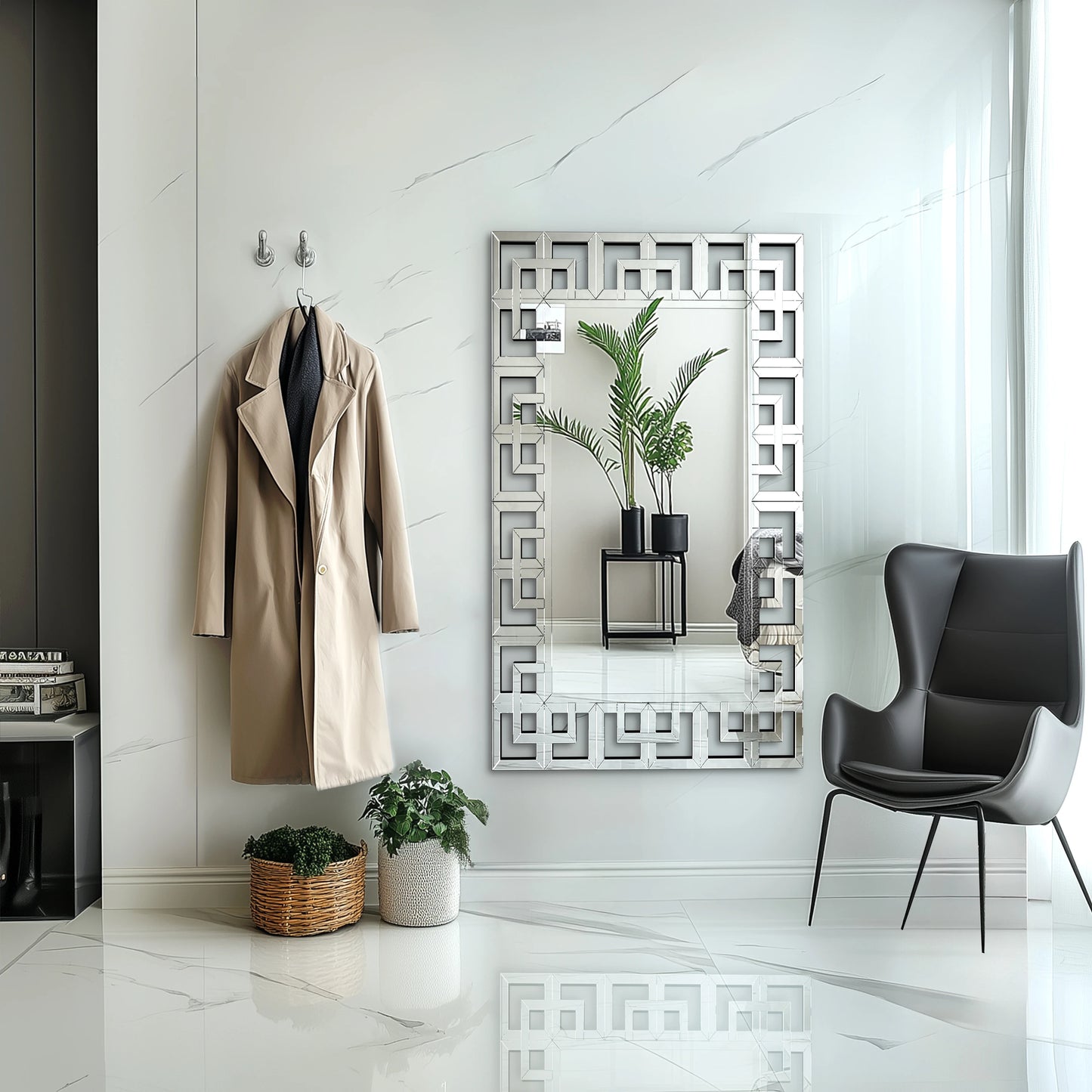 Rectangle Silver Venetian Art Mirror 120cm