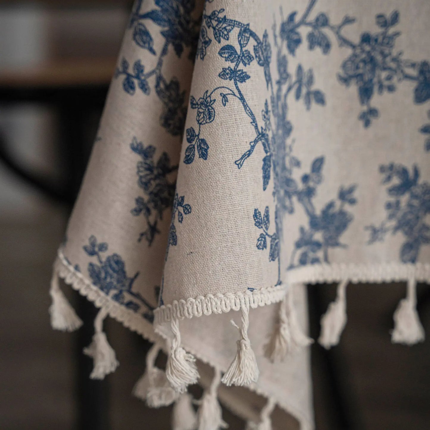 Rectangle Table Cloth Tassel Wrinkle Free Anti-Fading Tablecloths