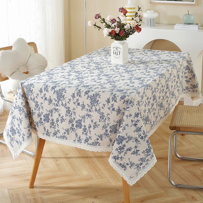 Rectangle Table Cloth Tassel Wrinkle Free Anti-Fading Tablecloths