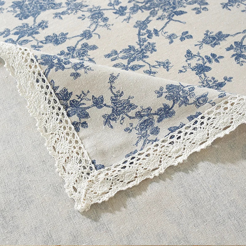 Rectangle Table Cloth Tassel Wrinkle Free Anti-Fading Tablecloths