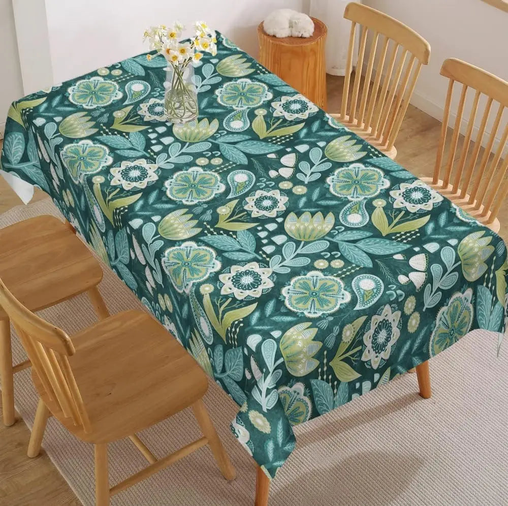 Lemon Tree Floral Bird Print Waterproof Tablecloth