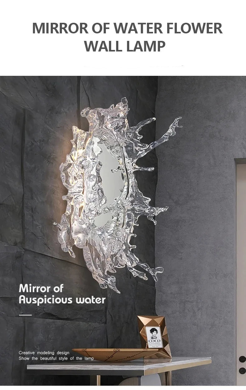 Modern Water Flower With Mirror Wall Lamp