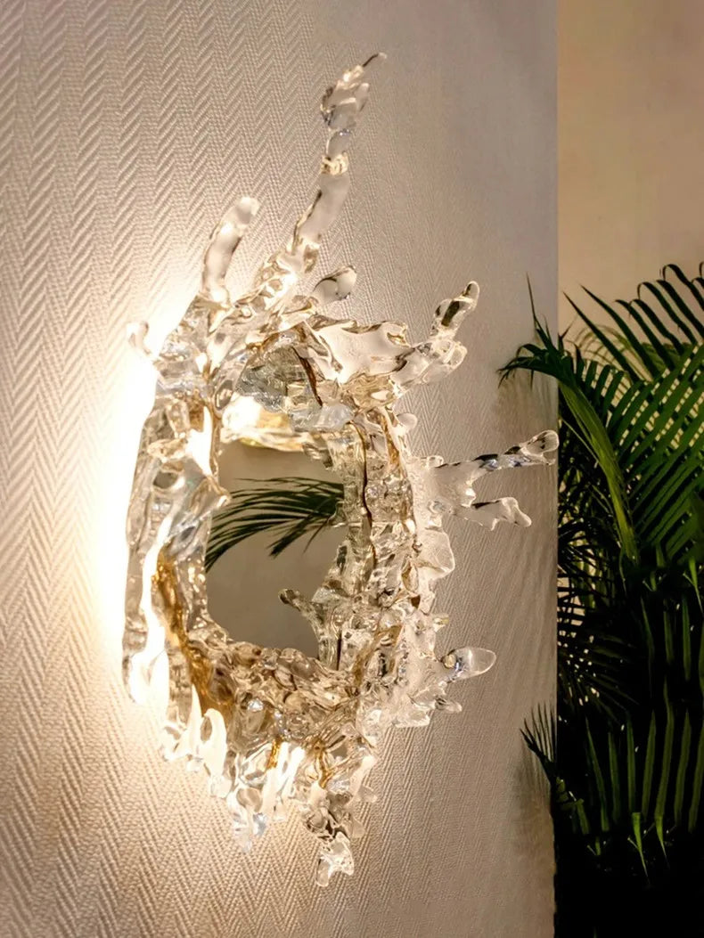 Modern Water Flower With Mirror Wall Lamp