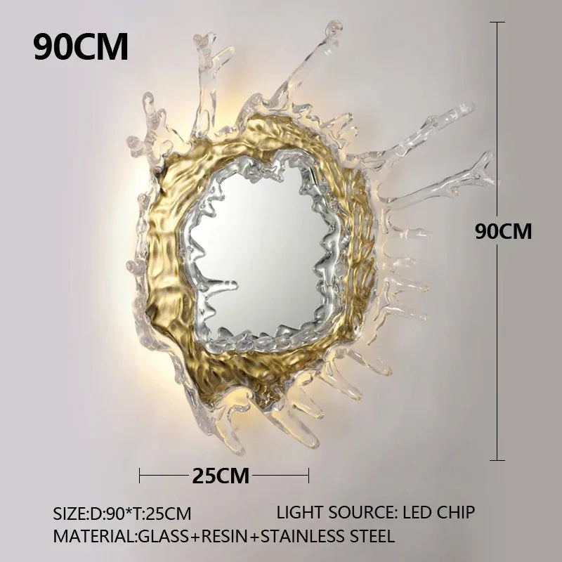 Modern Water Flower With Mirror Wall Lamp