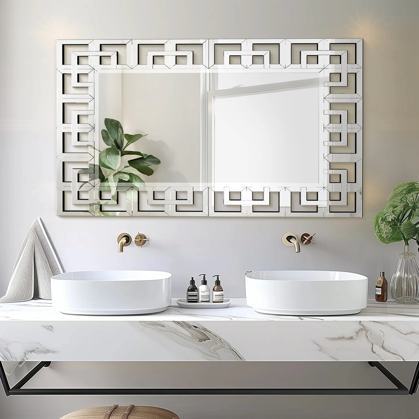 Rectangle Silver Venetian Art Mirror 120cm