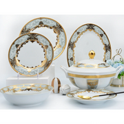 Luxury Bone China Embossed Gold Design Royal Dining Set