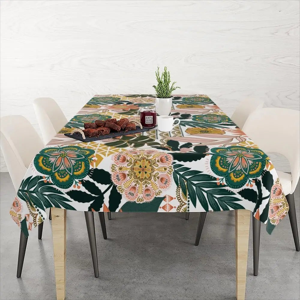 Lemon Tree Floral Bird Print Waterproof Tablecloth
