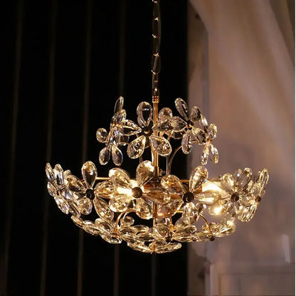 French Romantic Petal Crystal Chandelier –