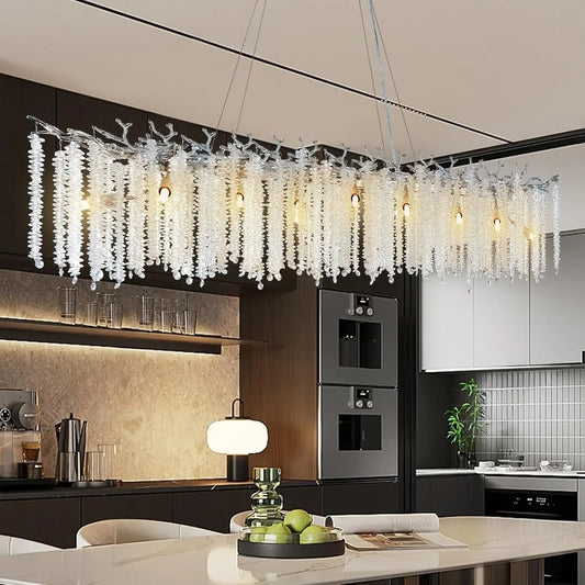 Rectangular Chrome Crystal Chandelier