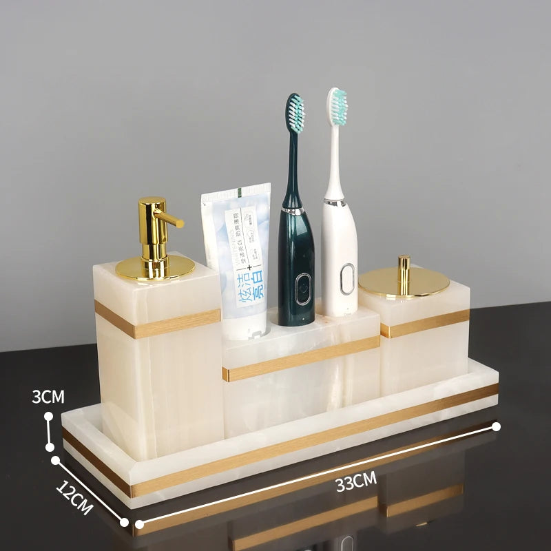 White Onyx Natural Marble Bathroom Accessories