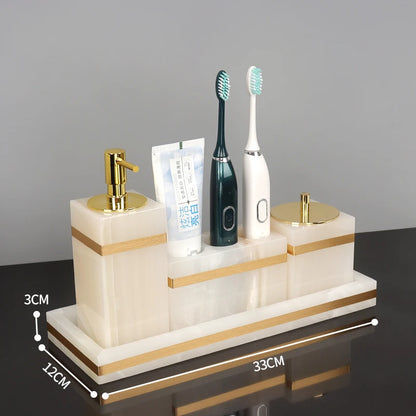 White Onyx Natural Marble Bathroom Accessories