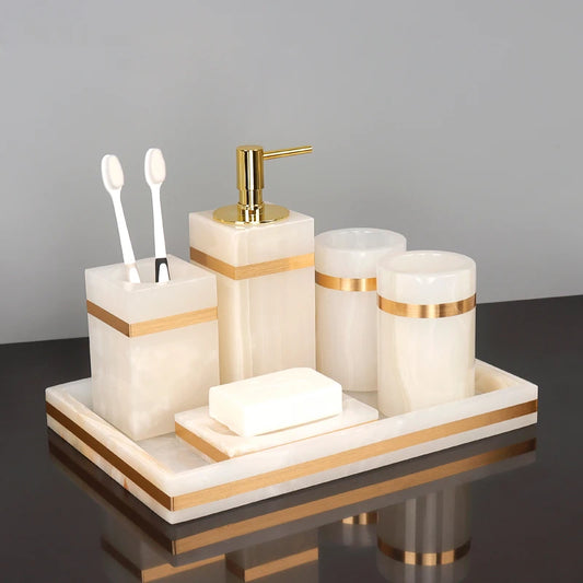 White Onyx Natural Marble Bathroom Accessories