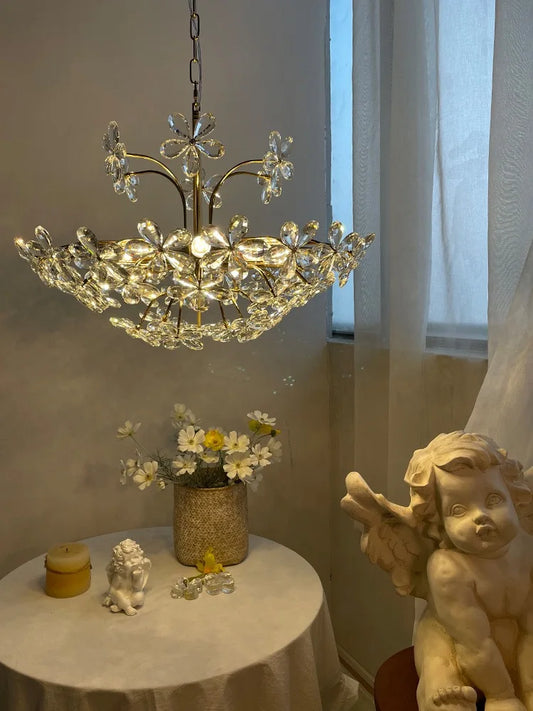French Romantic Petal Crystal Chandelier –