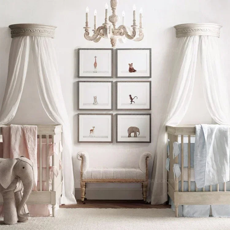 Italian Column Wooden Chandeliers -  Classic Elegance with Rustic Charm