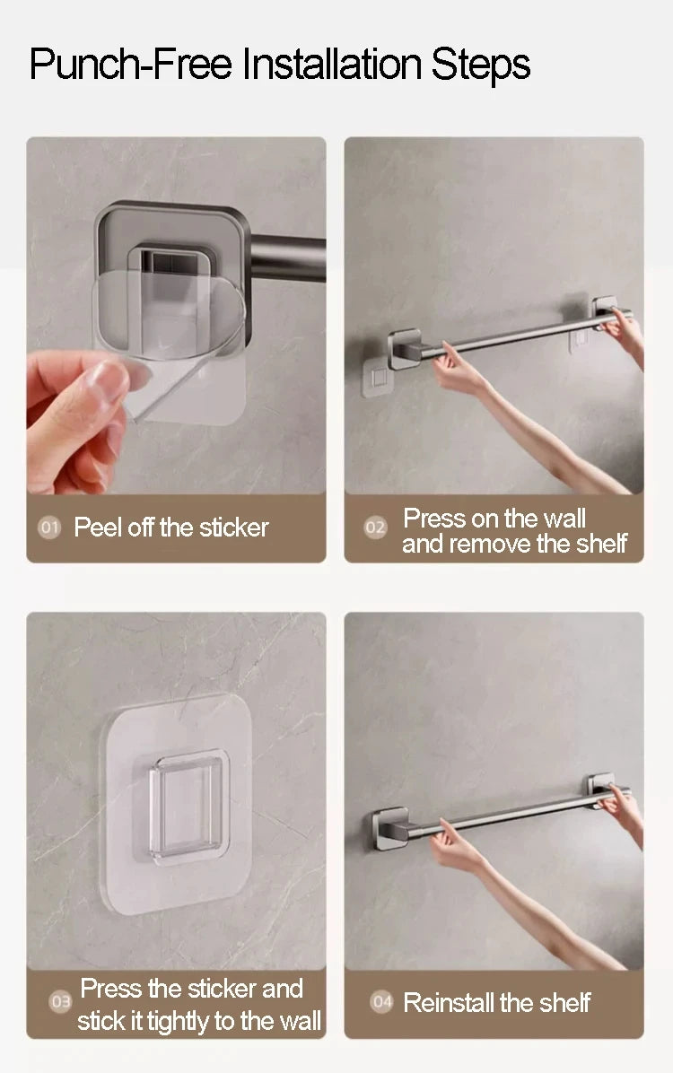 No Drilling Bathroom Towel Holder and Slipper Rack