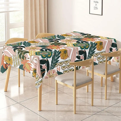 Lemon Tree Floral Bird Print Waterproof Tablecloth