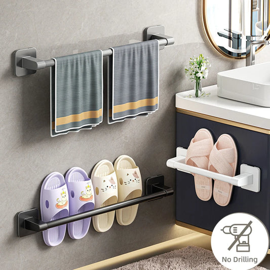 No Drilling Bathroom Towel Holder and Slipper Rack