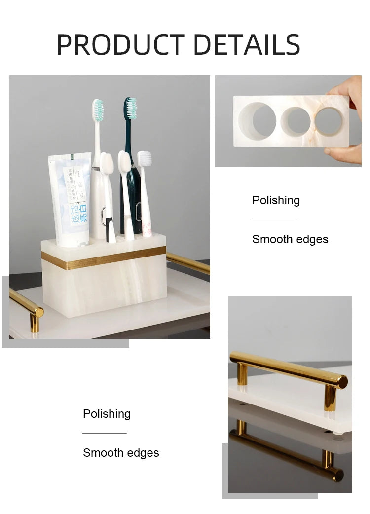 White Onyx Natural Marble Bathroom Accessories