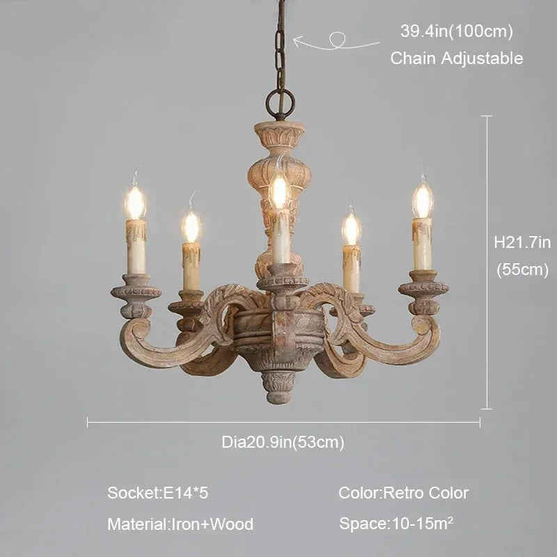 Italian Column Wooden Chandeliers -  Classic Elegance with Rustic Charm