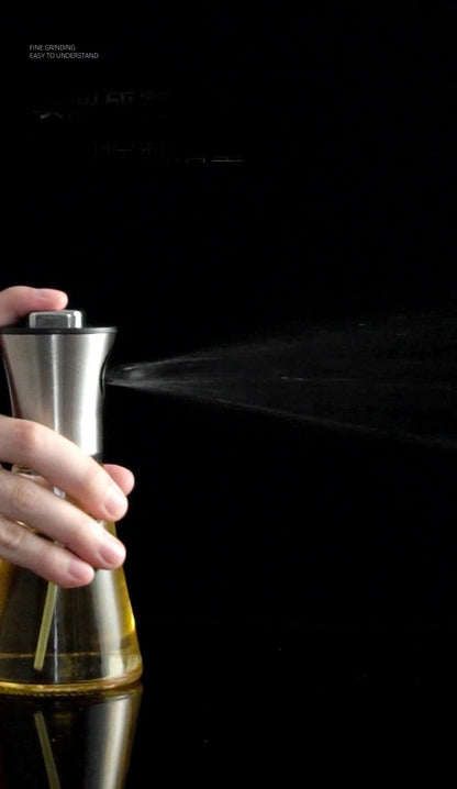Bouteille de pulvérisation d'huile en verre et acier inoxydable