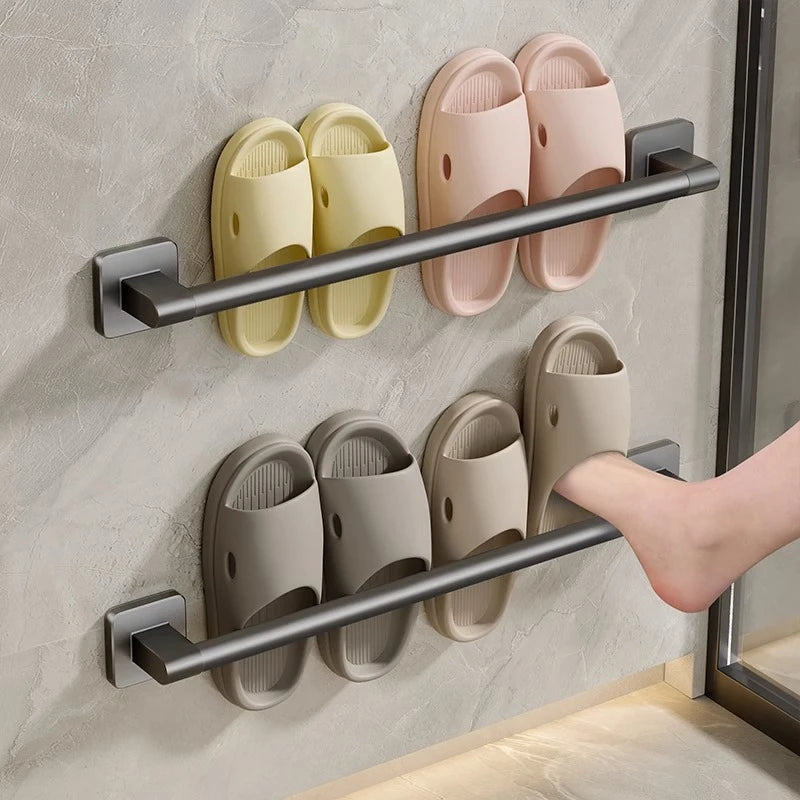 No Drilling Bathroom Towel Holder and Slipper Rack