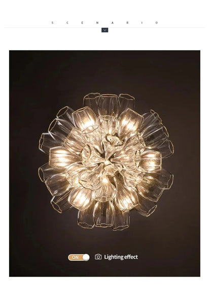 Italian Designer Petal Glass Pendant Light