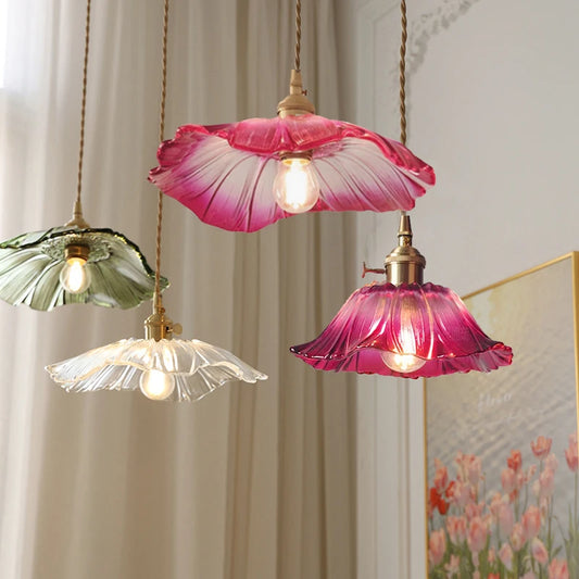 Vintage Pendant Flower Glass Hanging Lights