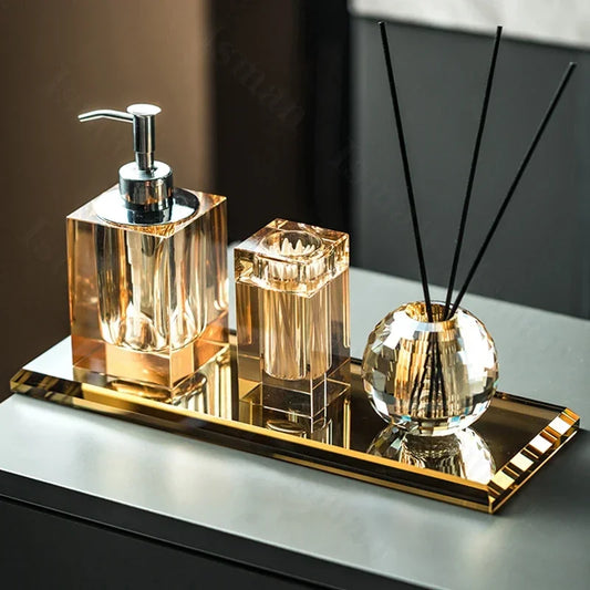 Luxurious Crystal Glass Bathroom Accessories Set