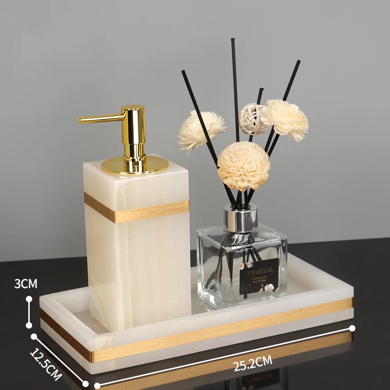 White Onyx Natural Marble Bathroom Accessories