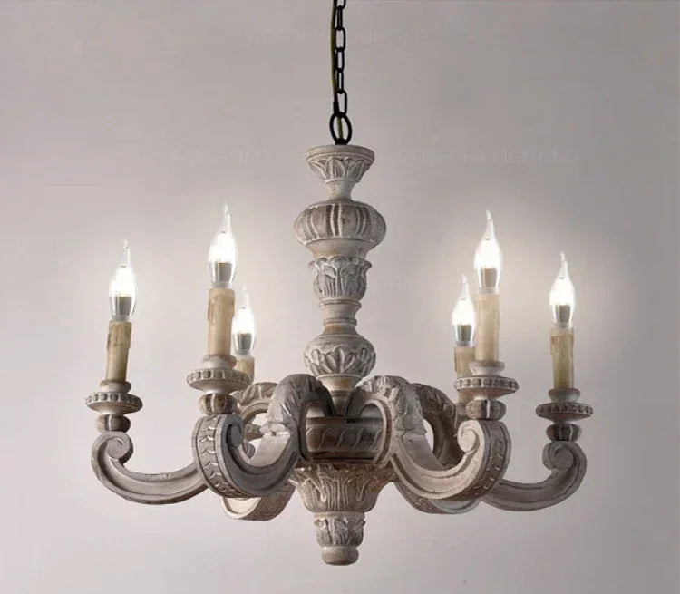 Italian Column Wooden Chandeliers -  Classic Elegance with Rustic Charm