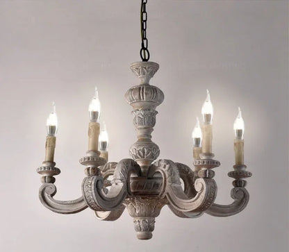 Italian Column Wooden Chandeliers -  Classic Elegance with Rustic Charm