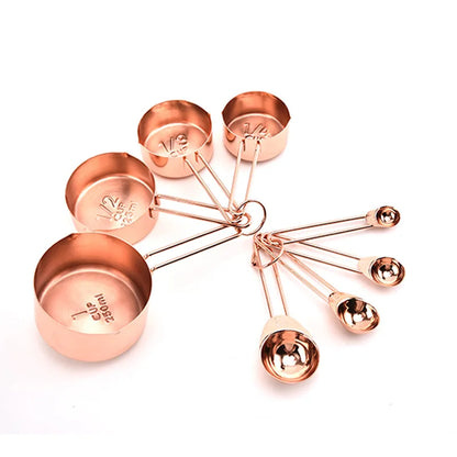 Wooden Gold Measuring Cups & Spoons Set - 4/8 Pieces