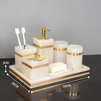 White Onyx Natural Marble Bathroom Accessories