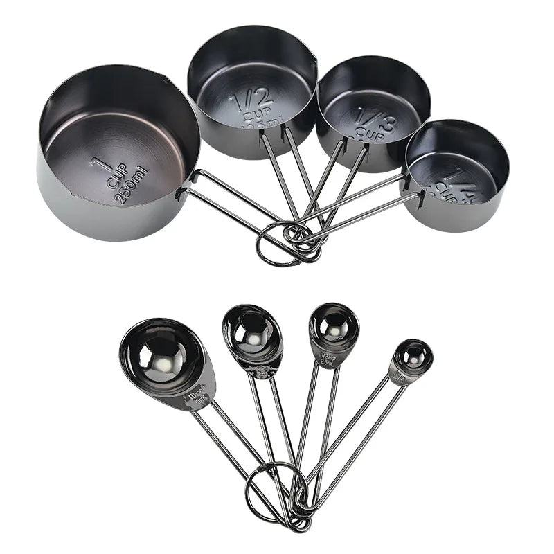 Wooden Gold Measuring Cups & Spoons Set - 4/8 Pieces