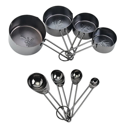 Wooden Gold Measuring Cups & Spoons Set - 4/8 Pieces