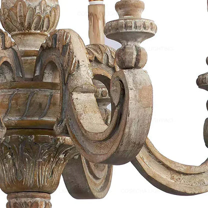 Italian Column Wooden Chandeliers -  Classic Elegance with Rustic Charm