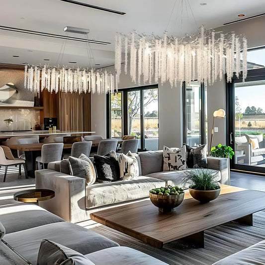 Rectangular Chrome Crystal Chandelier
