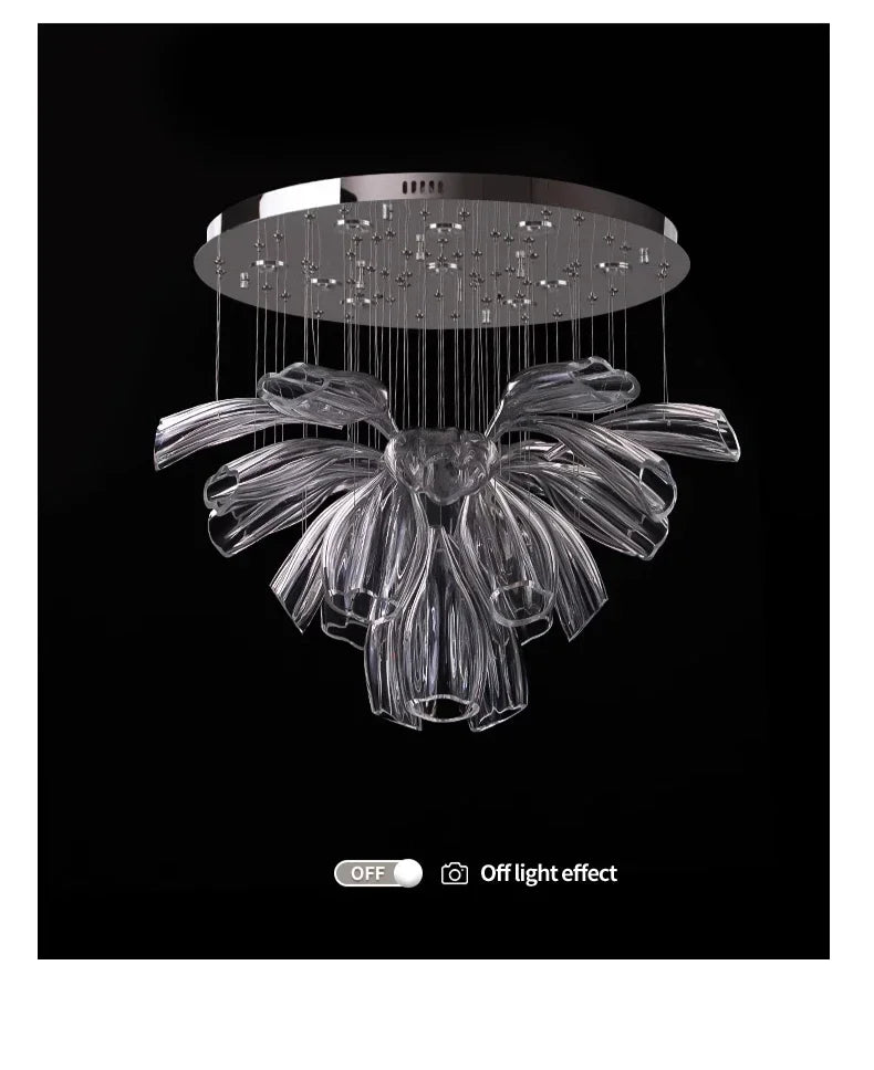 Italian Designer Petal Glass Pendant Light
